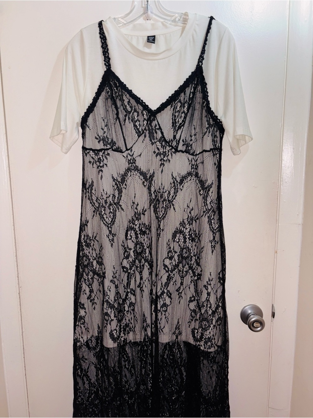 SHEIN Floral Lace Midi Dress in White & Black Like New